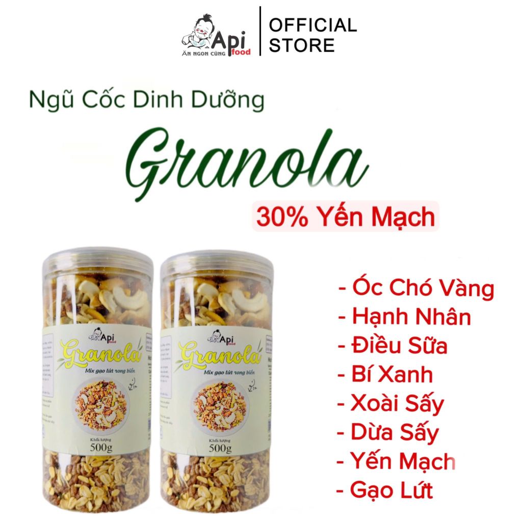 [ COMBO 3 TẶNG 1 ] Ngũ Cốc Dinh Dưỡng Granola 30% Yến Mạch - Ăn Vặt Api Food