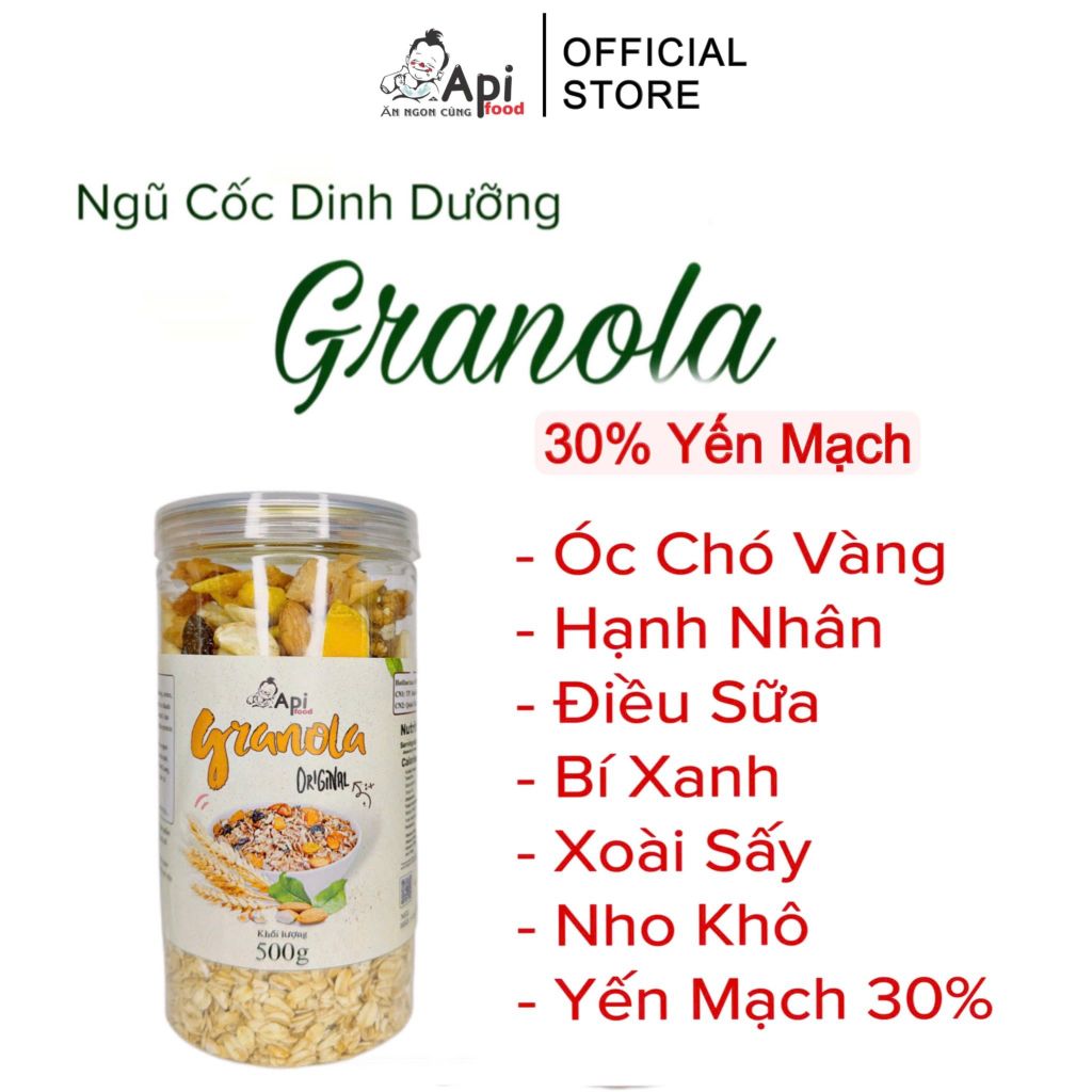 [ COMBO 3 TẶNG 1 ] Ngũ Cốc Dinh Dưỡng Granola 30% Yến Mạch - Ăn Vặt Api Food