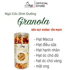 Ngũ Cốc Granola KHÔNG YẾN MẠCH NƯỚNG MẬT - 20 HẠT MACCA (Macca, Hạnh Nhân, Óc Chó Vàng, Óc Chó Đỏ, Hạt Điều)