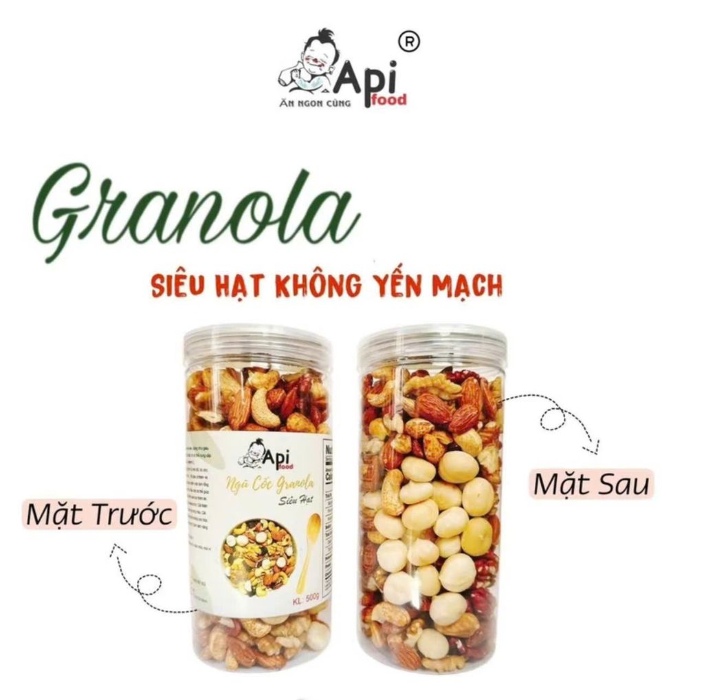 Ngũ Cốc Granola KHÔNG YẾN MẠCH NƯỚNG MẬT - 20 HẠT MACCA (Macca, Hạnh Nhân, Óc Chó Vàng, Óc Chó Đỏ, Hạt Điều)