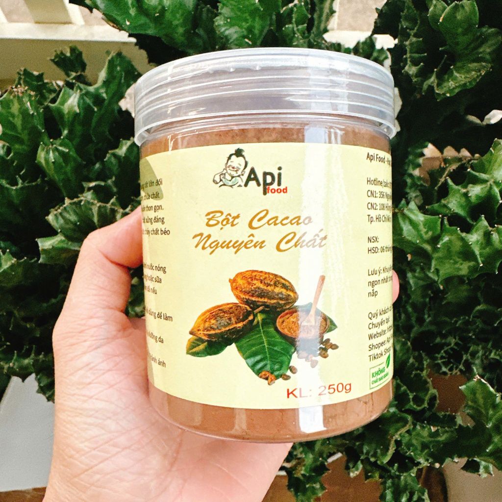 Bột Cacao Nguyên Chất 100% Không Pha Bột Api Food - Đặc Sản Tây Nguyên - Hỗ Trợ Đẹp Da, Giữ Dáng