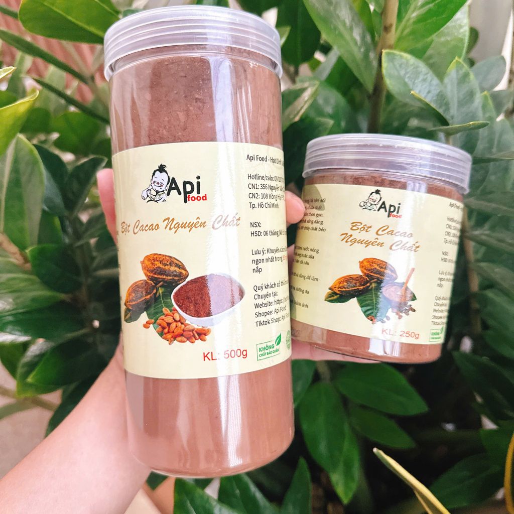 Bột Cacao Nguyên Chất 100% Không Pha Bột Api Food - Đặc Sản Tây Nguyên - Hỗ Trợ Đẹp Da, Giữ Dáng
