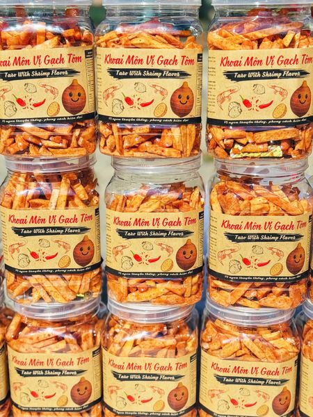 Khoai Môn Sấy Vị Gạch Tôm – Hộp 500g - Ăn Vặt Api Food