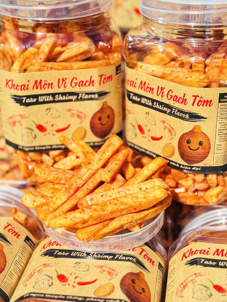 Khoai Môn Sấy Vị Gạch Tôm – Hộp 500g - Ăn Vặt Api Food