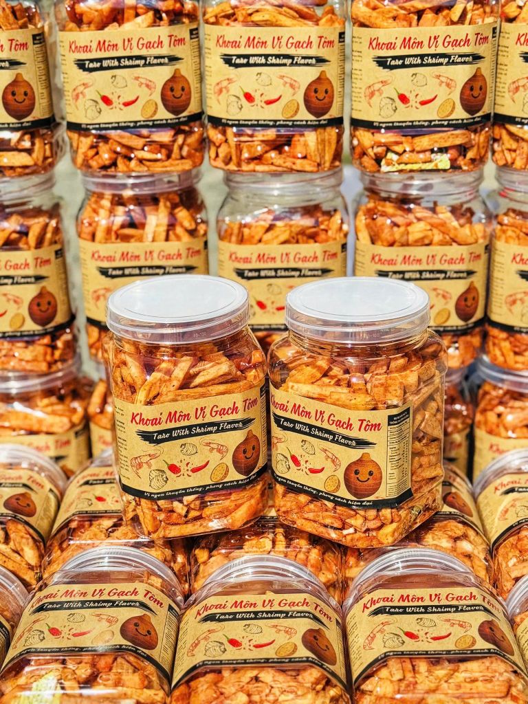 Khoai Môn Sấy Vị Gạch Tôm – Hộp 500g - Ăn Vặt Api Food