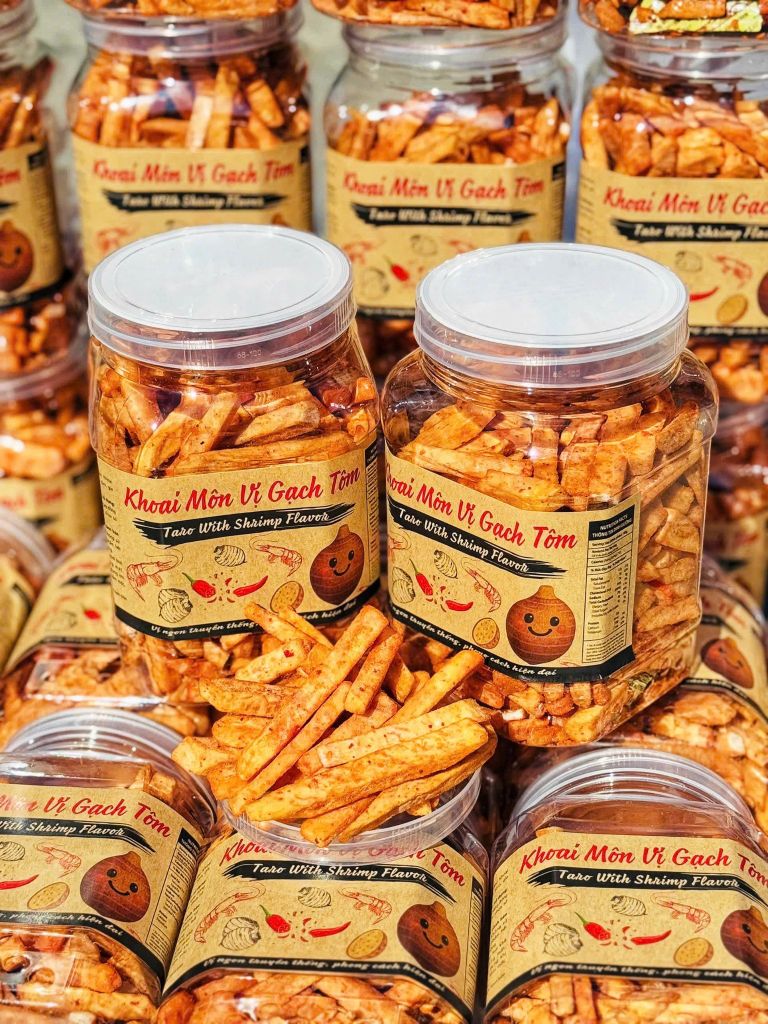 Khoai Môn Sấy Vị Gạch Tôm – Hộp 500g - Ăn Vặt Api Food