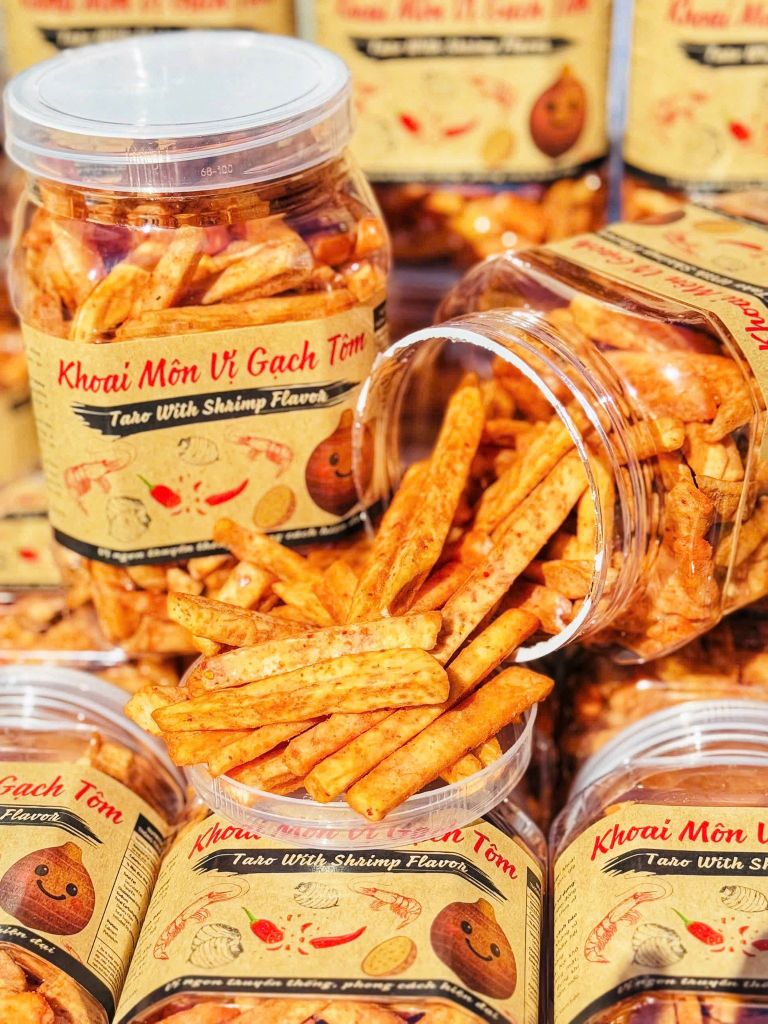 Khoai Môn Sấy Vị Gạch Tôm – Hộp 500g - Ăn Vặt Api Food