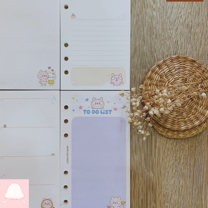  Giấy refill màu dễ thương cho sổ còng A6 6 lỗ 