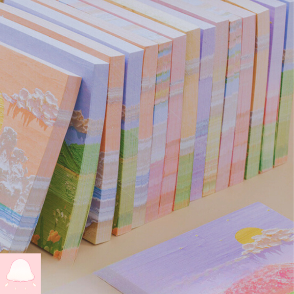  Giấy ghi chú (Bộ 4 màu, 320 tờ) tranh phong cảnh dễ thương 