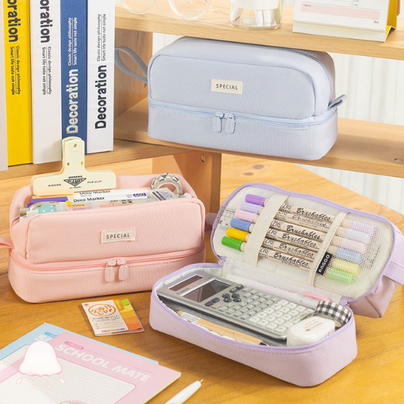  Túi đựng viết vải canvas ANGOO túi bút double pen case 