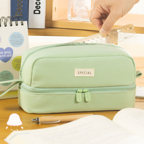  Túi đựng viết vải canvas ANGOO túi bút double pen case 