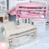  Túi đựng viết trong suốt cỡ lớn chống thấm nước phong cách Hàn Quốc 