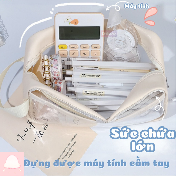 Túi đựng viết trong suốt cỡ lớn chống thấm nước phong cách Hàn Quốc 