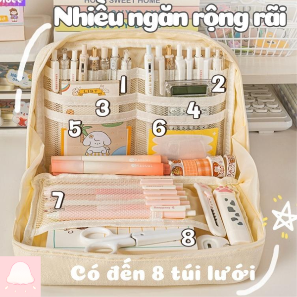  Túi đựng viết sức chứa lớn, cặp sách nhỏ gọn nhiều ngăn nhiều màu sắc dễ thương 