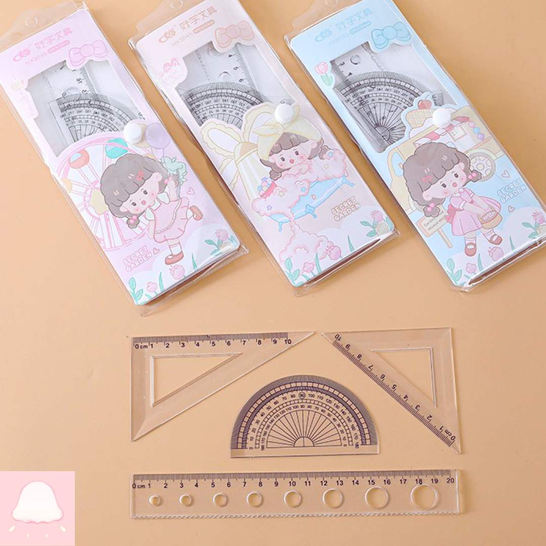  Bộ 4 thước eke khác nhau đóng túi dễ thương 