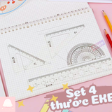  Bộ thước đo độ Eke  4 món nhiều mẫu đáng yêu 
