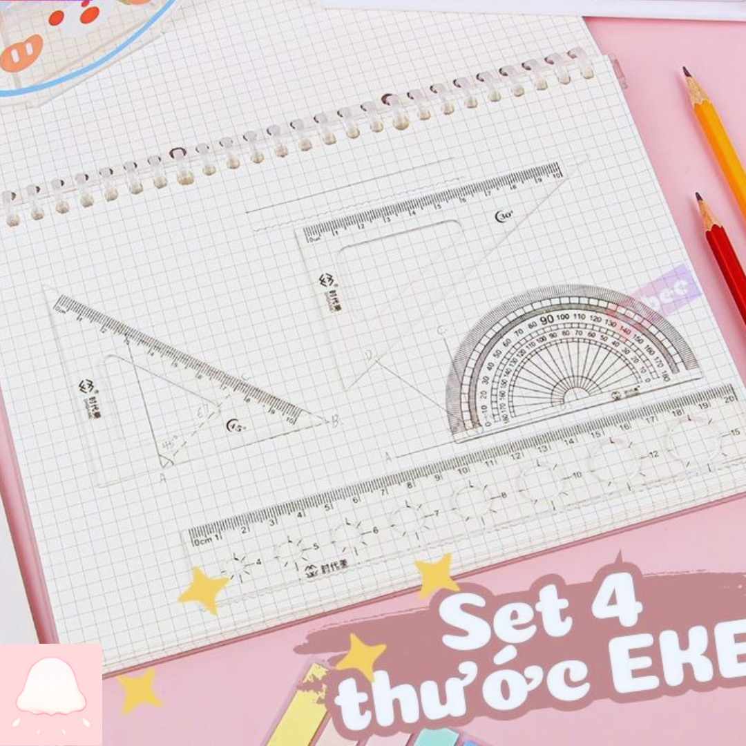  Bộ thước đo độ Eke  4 món nhiều mẫu đáng yêu 