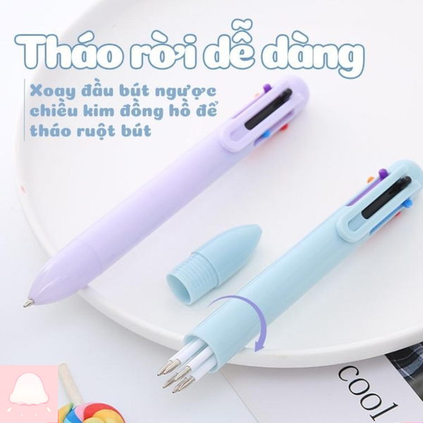  Bút bi bấm nhiều màu 
