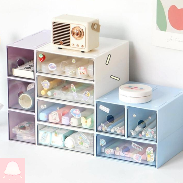  Hộp đựng bút decor, hộp đựng bút trong suốt, nhiều ngăn, sức chứa lớn 