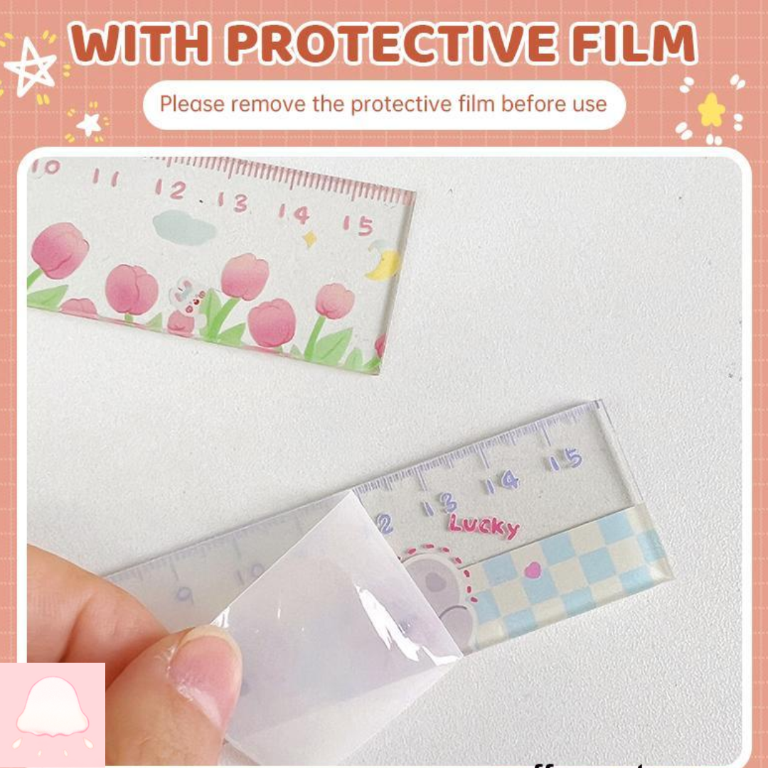  Thước kẻ mica trong suốt in hình dễ thương 15cm 