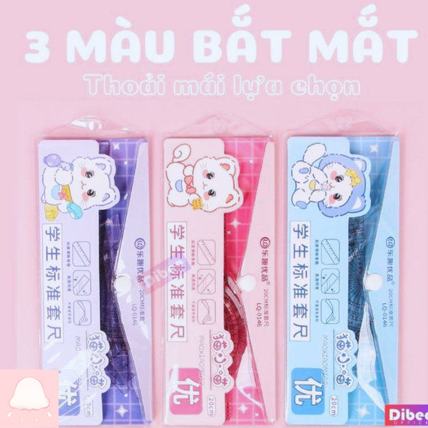  Bộ thước đo độ Eke  4 món nhiều mẫu đáng yêu 