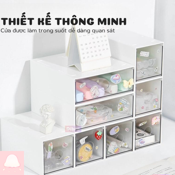  Hộp đựng bút decor, hộp đựng bút trong suốt, nhiều ngăn, sức chứa lớn 