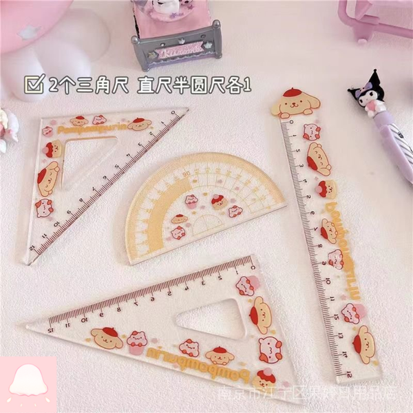  Bộ Thước Đo Lường Acrylic Hình Vuông / Tròn Dễ Thương Dành Cho Học Sinh Tiểu Học / Tiểu Học 