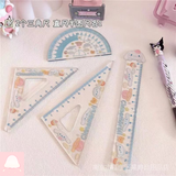  Bộ Thước Đo Lường Acrylic Hình Vuông / Tròn Dễ Thương Dành Cho Học Sinh Tiểu Học / Tiểu Học 