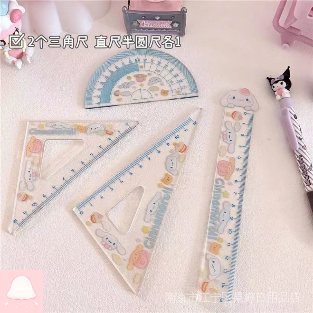  Bộ Thước Đo Lường Acrylic Hình Vuông / Tròn Dễ Thương Dành Cho Học Sinh Tiểu Học / Tiểu Học 