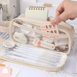  Túi đựng viết DiBee nhiều ngăn trong suốt cỡ lớn chống thấm nước phong cách Hàn Quốc 