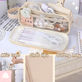  Túi đựng viết DiBee nhiều ngăn trong suốt cỡ lớn chống thấm nước phong cách Hàn Quốc 