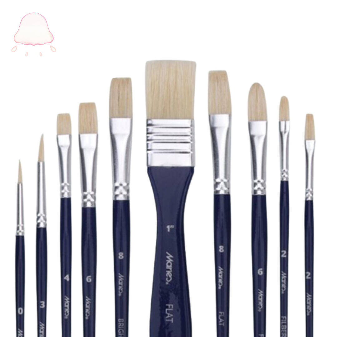  Cọ bộ 10 cây Marie's vẽ Sơn dầu kèm túi đựng lông Lợn cứng 