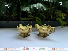 Bộ 2 bình cắm hoa - bình hoa tròn vàng