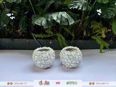 Bộ 2 bình cắm hoa - bình hoa tròn trắng bạc