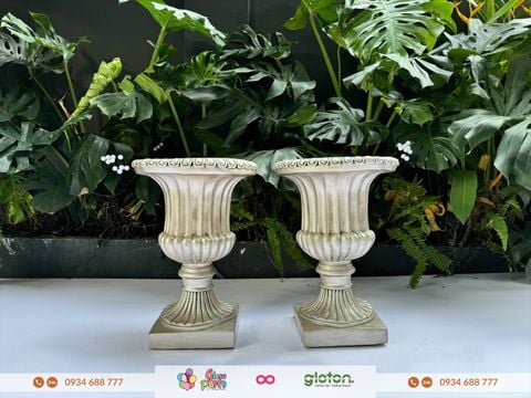 Bộ 2 bình cắm hoa - chậu hoa cao cổ điển