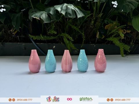 Bộ 5 bình cắm hoa - bình sứ - mix xanh trời và hồng
