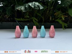Bộ 5 bình cắm hoa - bình sứ - mix xanh trời và hồng