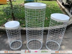 Thuê Bộ 3 bục tròn lưới sắt trắng