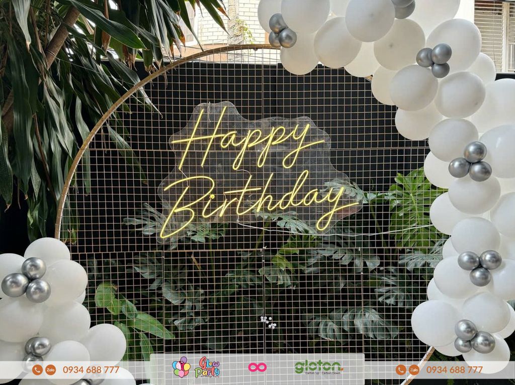 Chữ đèn LED neon - Vàng - Happy Birthday