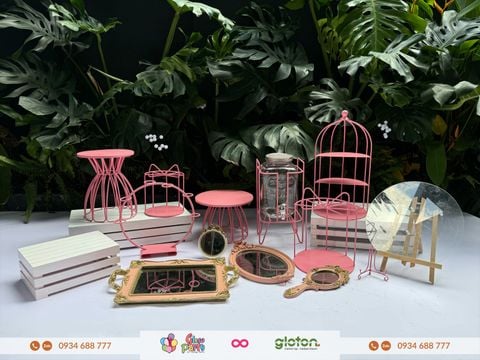 Bộ Kệ Pastel Pink - full set 16 món
