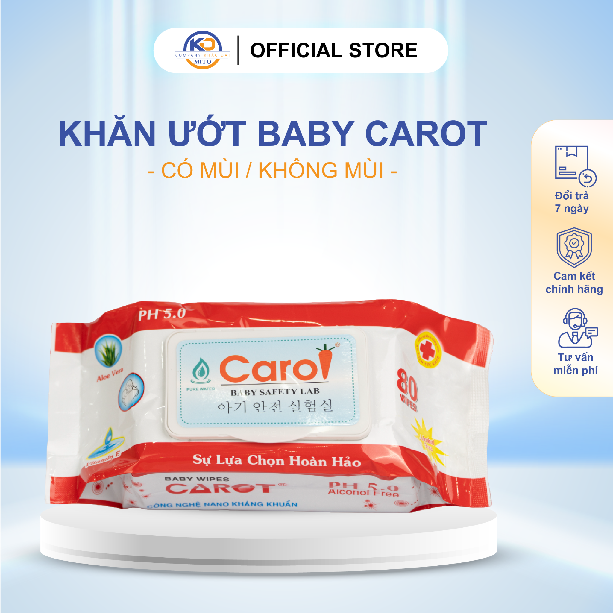  5 BỊCH KHĂN ƯỚT BABY CAROT 80 TỜ 
