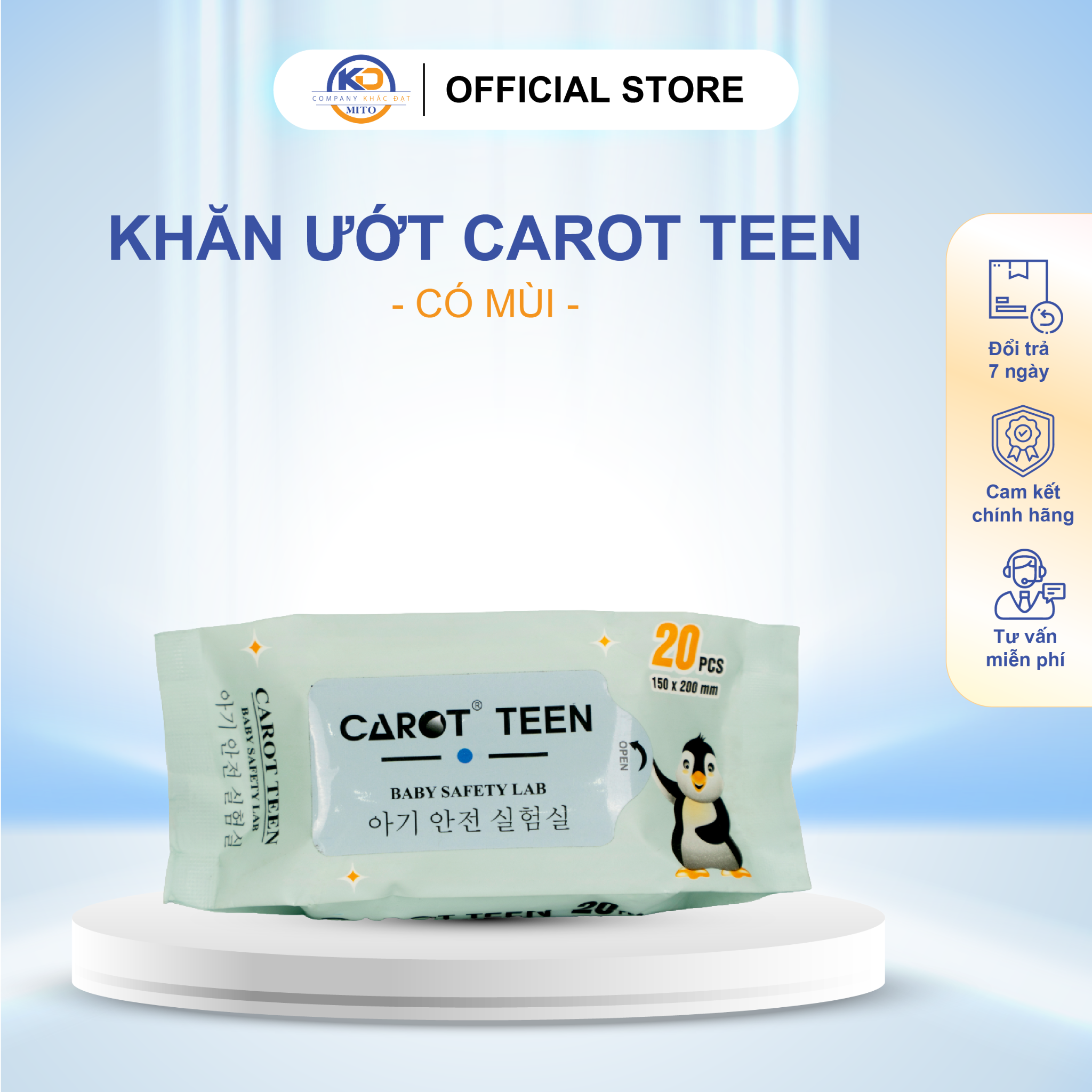  11 Bịch Khăn Ướt Carot Teen - Có Mùi -20 Tờ 