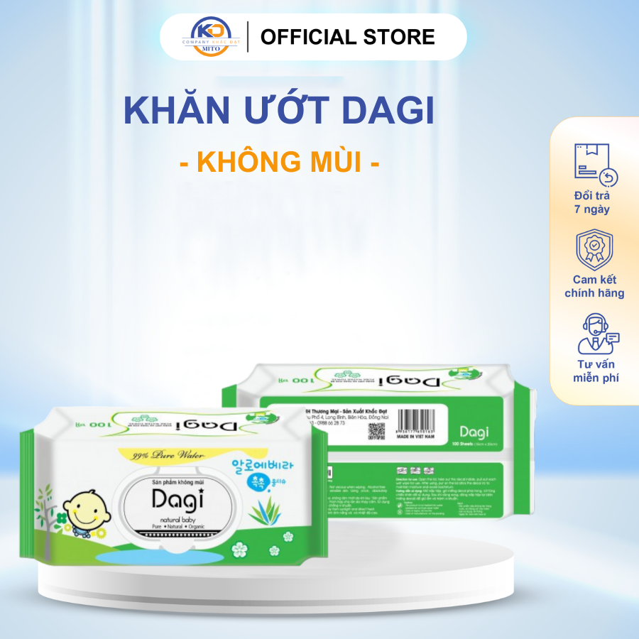  5 Bịch Khăn Ướt Dagi Không Mùi - 100 Tờ 