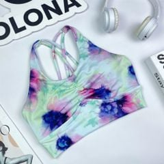 Áo bra thể thao nữ tập Yoga, Gym thiết kế họa tiết dây đan nhún