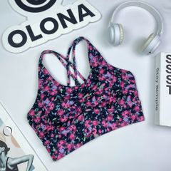 Áo bra thể thao nữ tập Yoga, Gym thiết kế họa tiết dây đan nhún