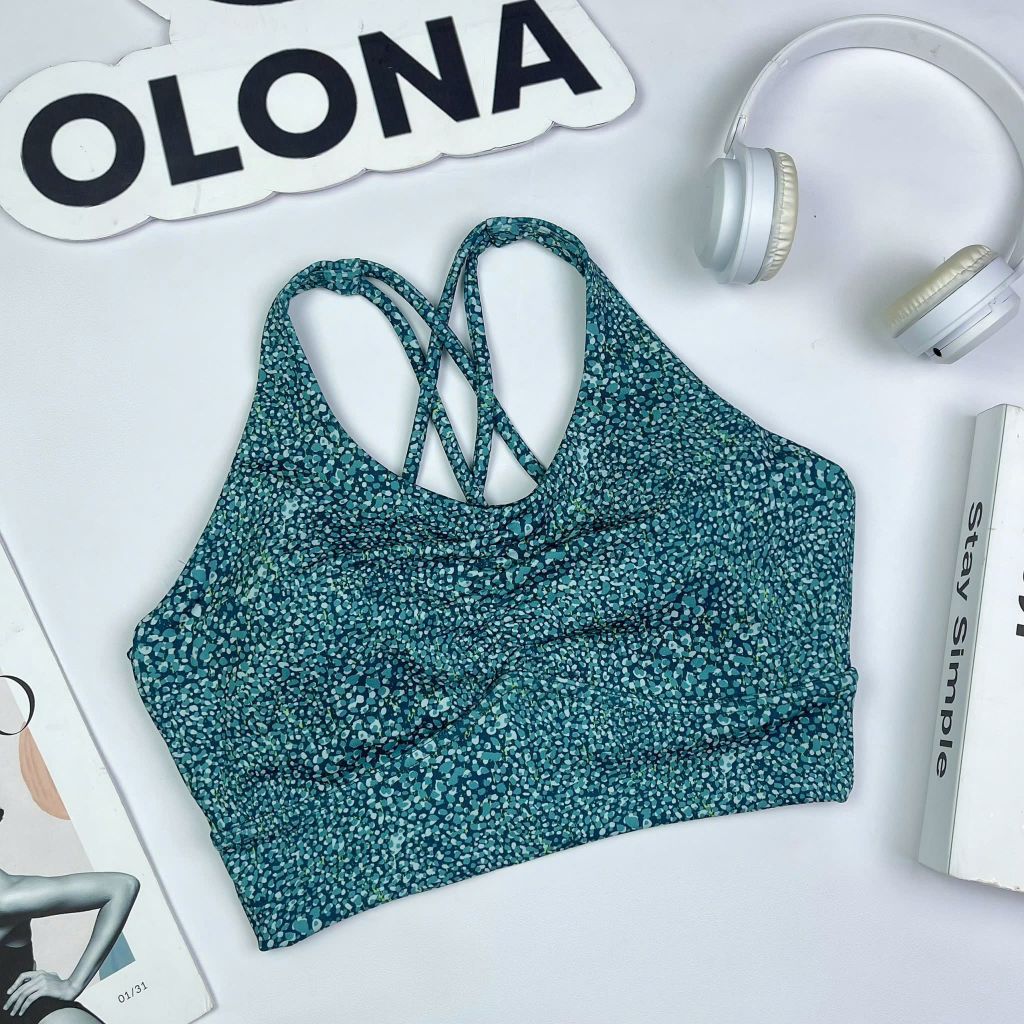 Áo bra thể thao nữ tập Yoga, Gym thiết kế họa tiết dây đan nhún