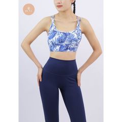 Áo bra thể thao nữ tập Yoga, Gym thiết kế họa tiết dây đan nhún ngực có đệm mút rời chất vải cao cấp Olona Sports R4
