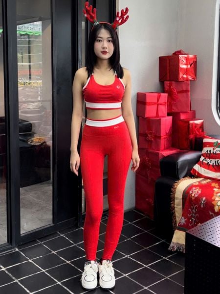 Set đồ quần áo thể thao nữ tập Yoga, Gym thiết kế dây chéo viền trắng B1