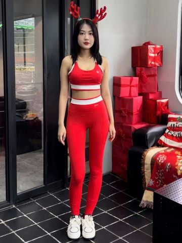 Set đồ quần áo thể thao nữ tập Yoga, Gym thiết kế dây chéo viền trắng B1