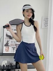 Áo ba lỗ gân viền trắng nữ cao cấp C5 Olona Sports vải thun gân co dãn 4 chiều có sẵn mút nâng v1
